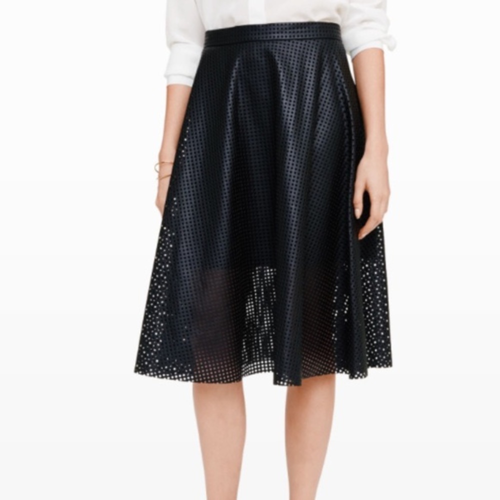 CLUB MONACO HUETTE PERFORATED VEGAN LEATHER MIDI SKIRT